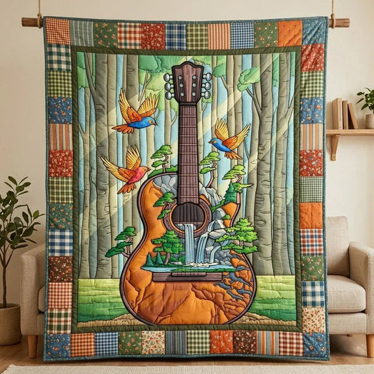 Acoustic Forest Quilt Blanket - Quilted Blanket by OtterMia