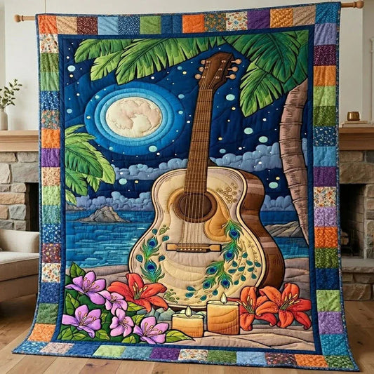 Acoustic Tide Quilt Blanket - Quilted Blanket by OtterMia
