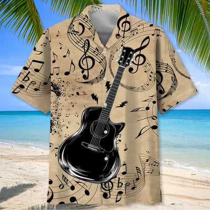 Acoustic Guitar Vintage Hawaiian Shirt - M - hawaiian shirt