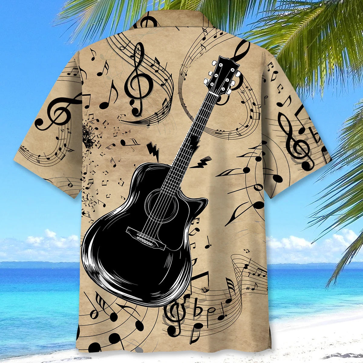 Acoustic Guitar Vintage Hawaiian Shirt - L - hawaiian shirt
