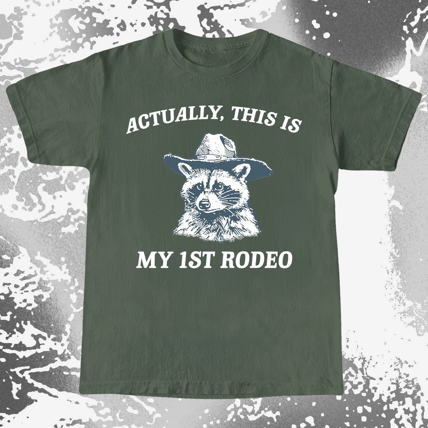Funny Raccoon Cowboy Actually This Is My 1st Rodeo Shirt, funny meme tee gift (view 6)