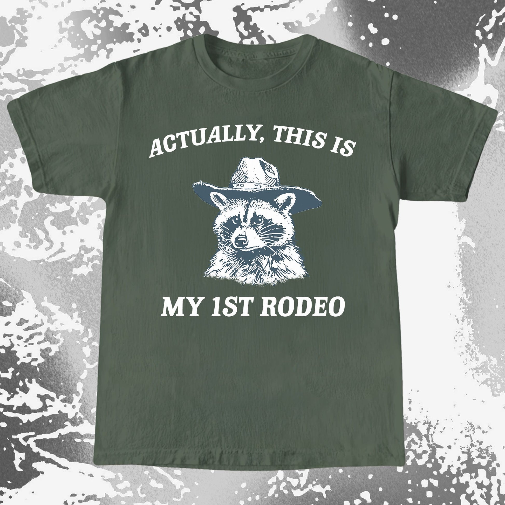 Funny Raccoon Cowboy Actually This Is My 1st Rodeo Shirt, funny meme tee gift (view 6)