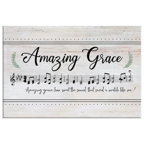 christian wall art amazing grace how sweet the sound sheet music christian song lyrics canvas art (Landscape)