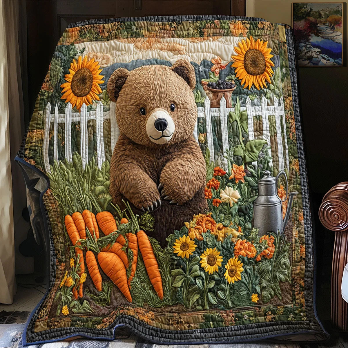 Adorable Bear Cub Quilt Blanket