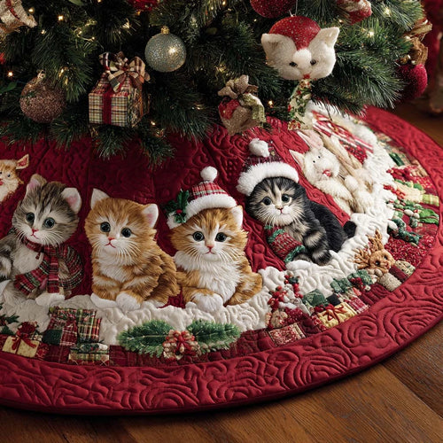 Adorable Santa Paws Christmas Quilted Tree Skirt