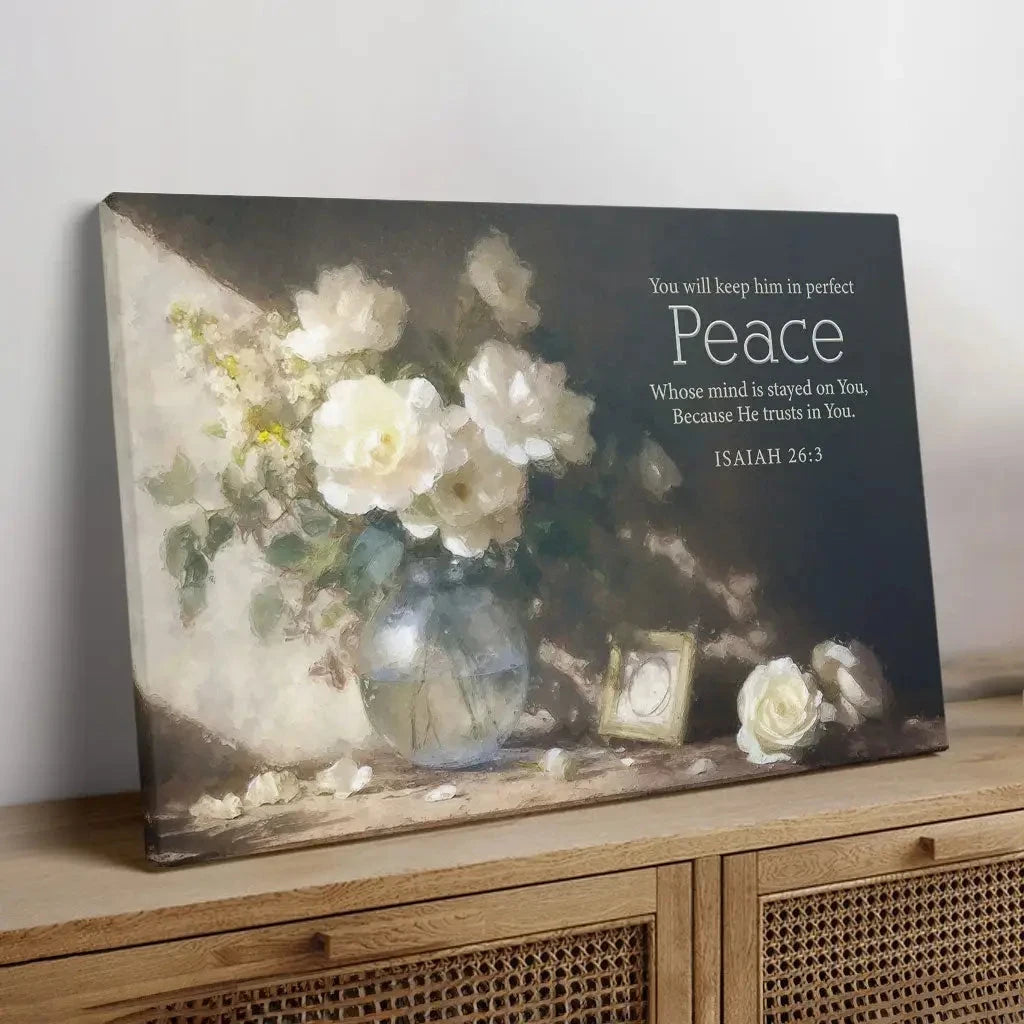 isaiah 26 3 you will keep him in perfect peace wall art canvas (Landscape)