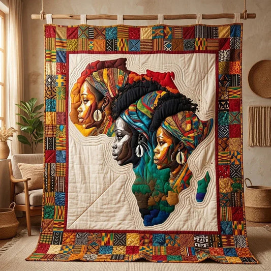 African Women Quilt Blanket - Quilted Blanket by OtterMia