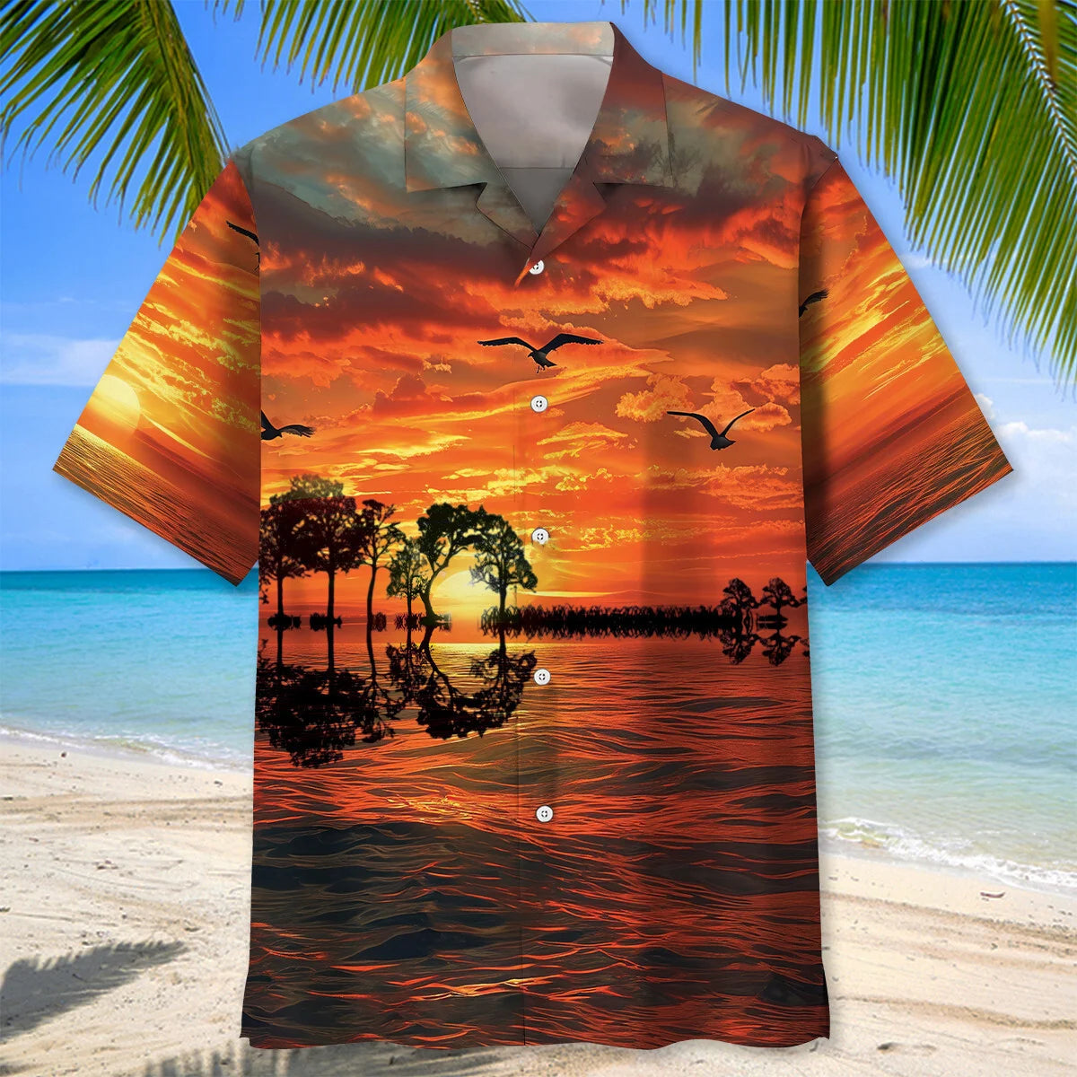 Ageless Hippie Guitar Hawaiian Shirt - M - hawaiian shirt