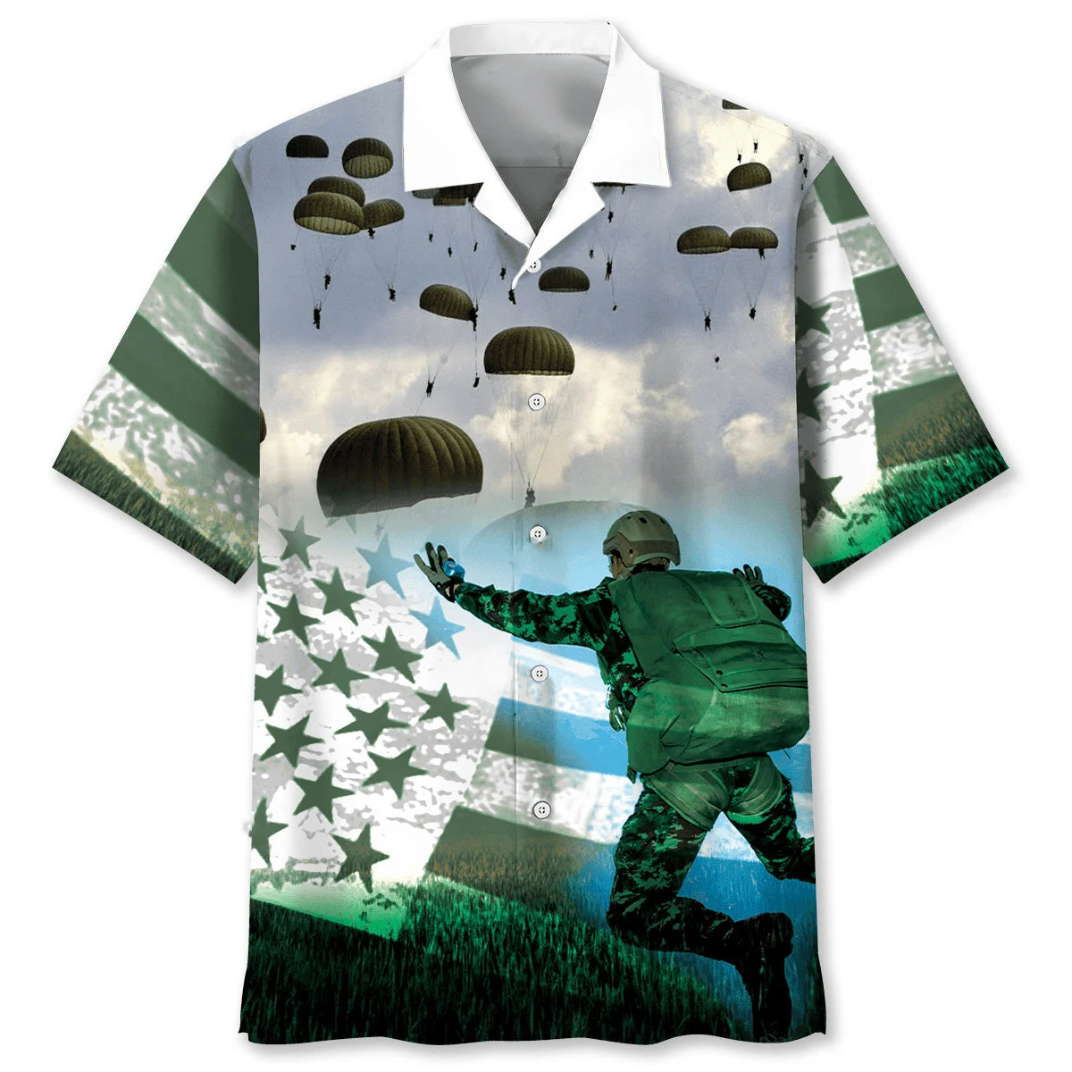 Airborne Veteran Hawaiian Shirt - S - hawaiian shirt