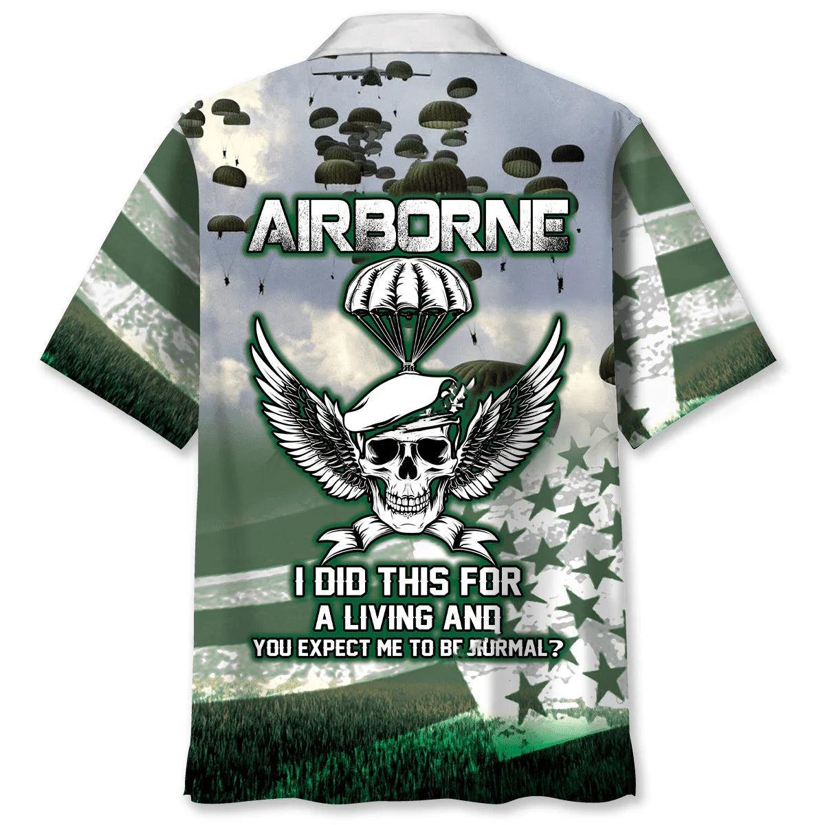 Airborne Veteran Hawaiian Shirt - L - hawaiian shirt