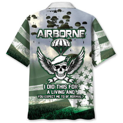 Airborne Veteran Hawaiian Shirt - L - hawaiian shirt