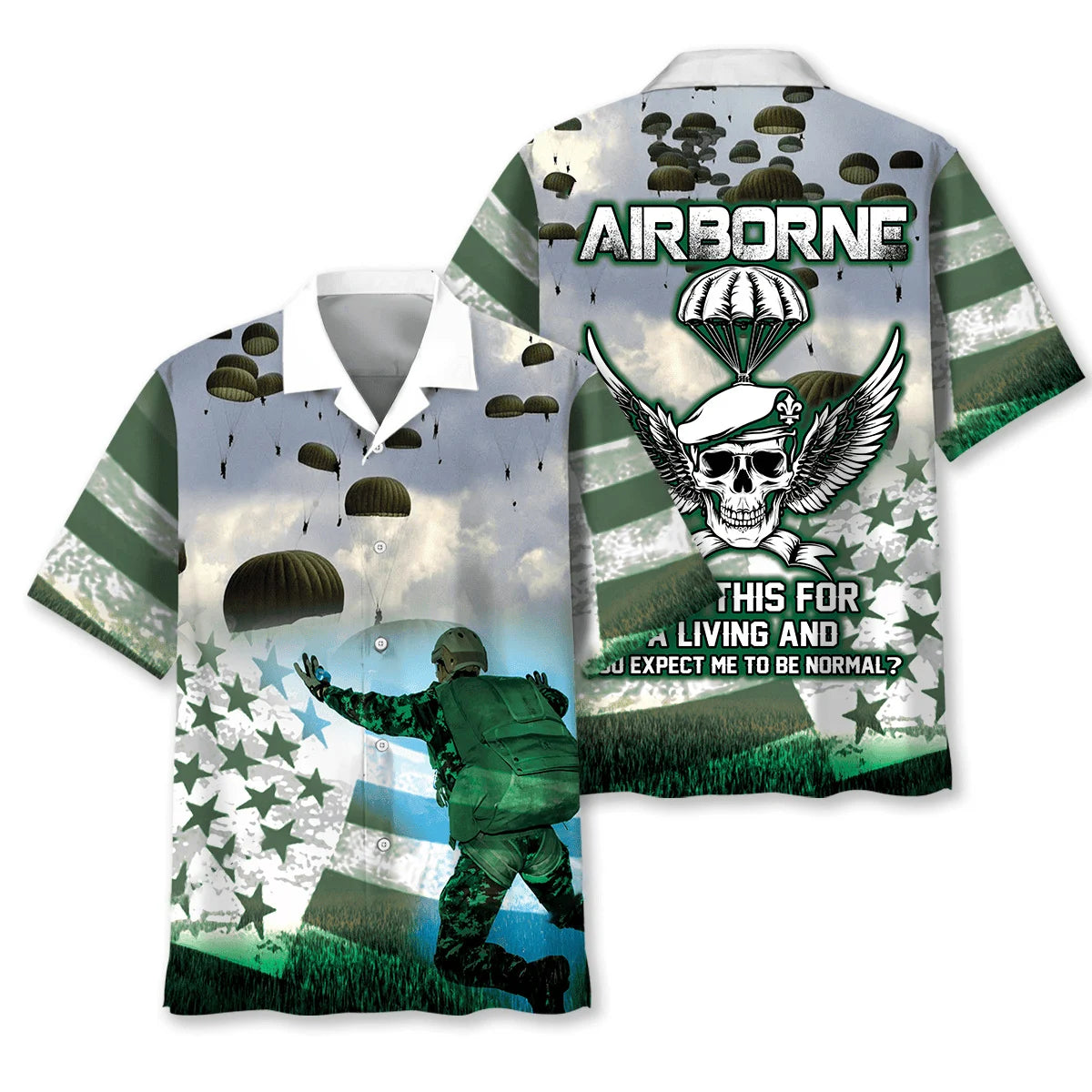 Airborne Veteran Hawaiian Shirt - XL - hawaiian shirt