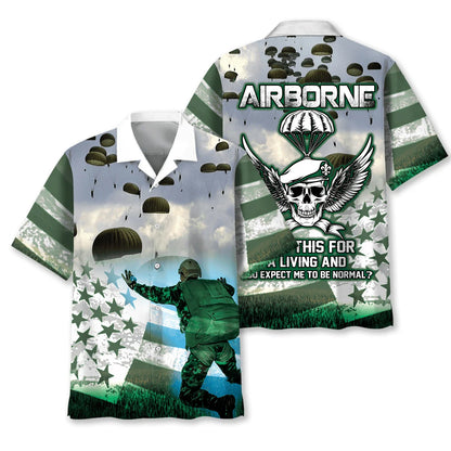 Airborne Veteran Hawaiian Shirt - XL - hawaiian shirt