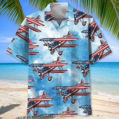 Airplane Blue Hawaiian Shirt