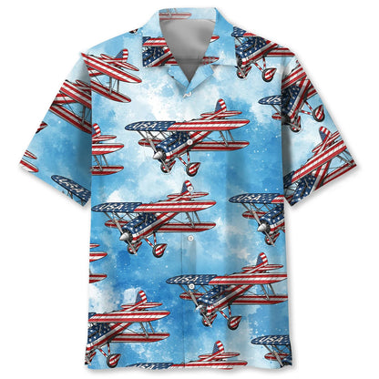 Airplane Blue Hawaiian Shirt