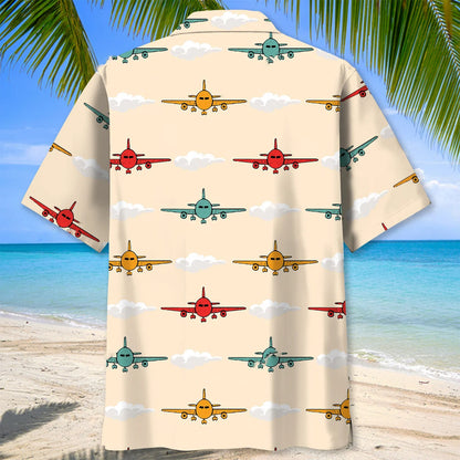 Airplane Color Hawaiian Shirt - L - hawaiian shirt