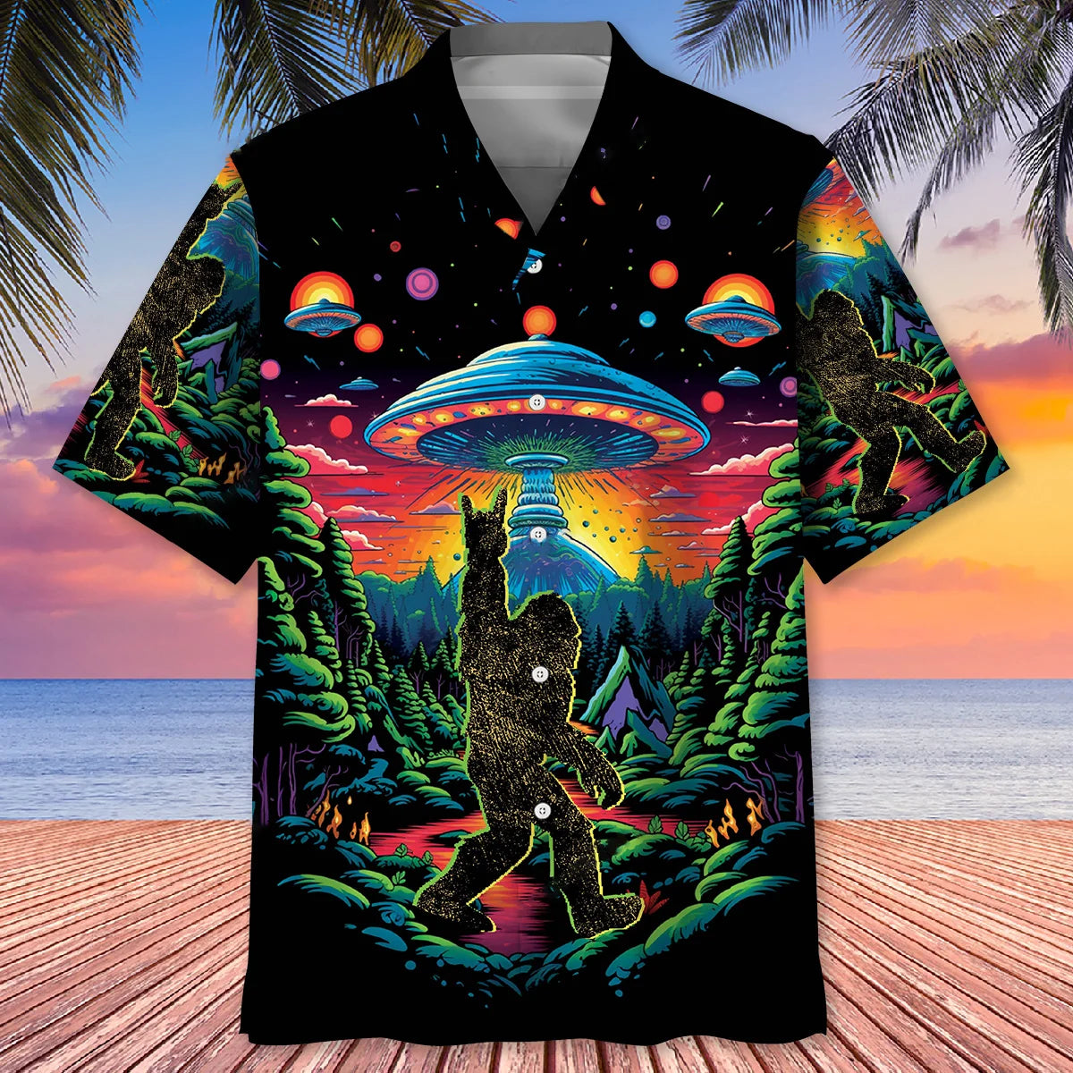 Alien Bigfoot Hawaiian Shirt - S - hawaiian shirt