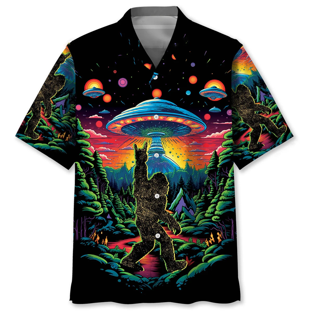 Alien Bigfoot Hawaiian Shirt - XL - hawaiian shirt