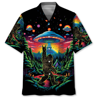 Alien Bigfoot Hawaiian Shirt - XL - hawaiian shirt