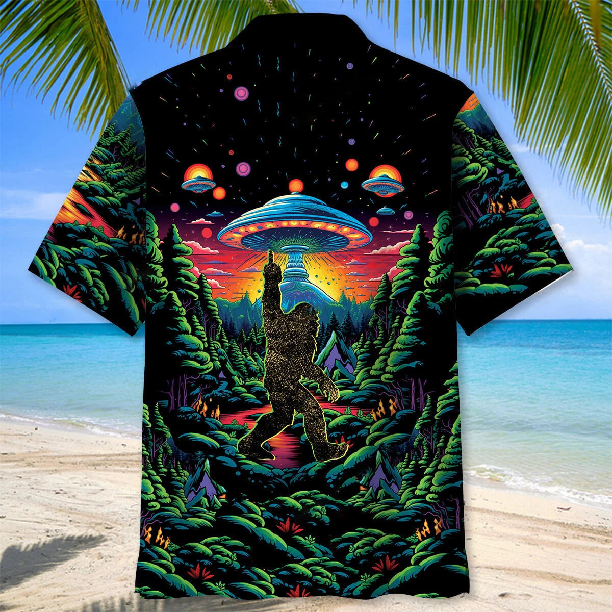Alien Bigfoot Middle Finger Hawaiian Shirt