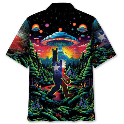 Alien Bigfoot Texas State Hawaiian Shirt