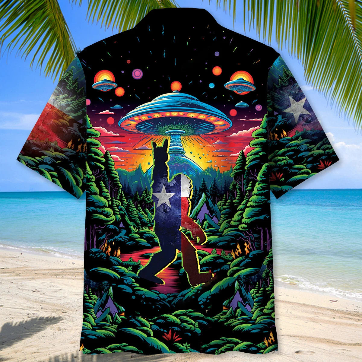 Alien Bigfoot Texas State Hawaiian Shirt