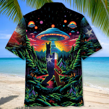 Alien Bigfoot Texas State Hawaiian Shirt