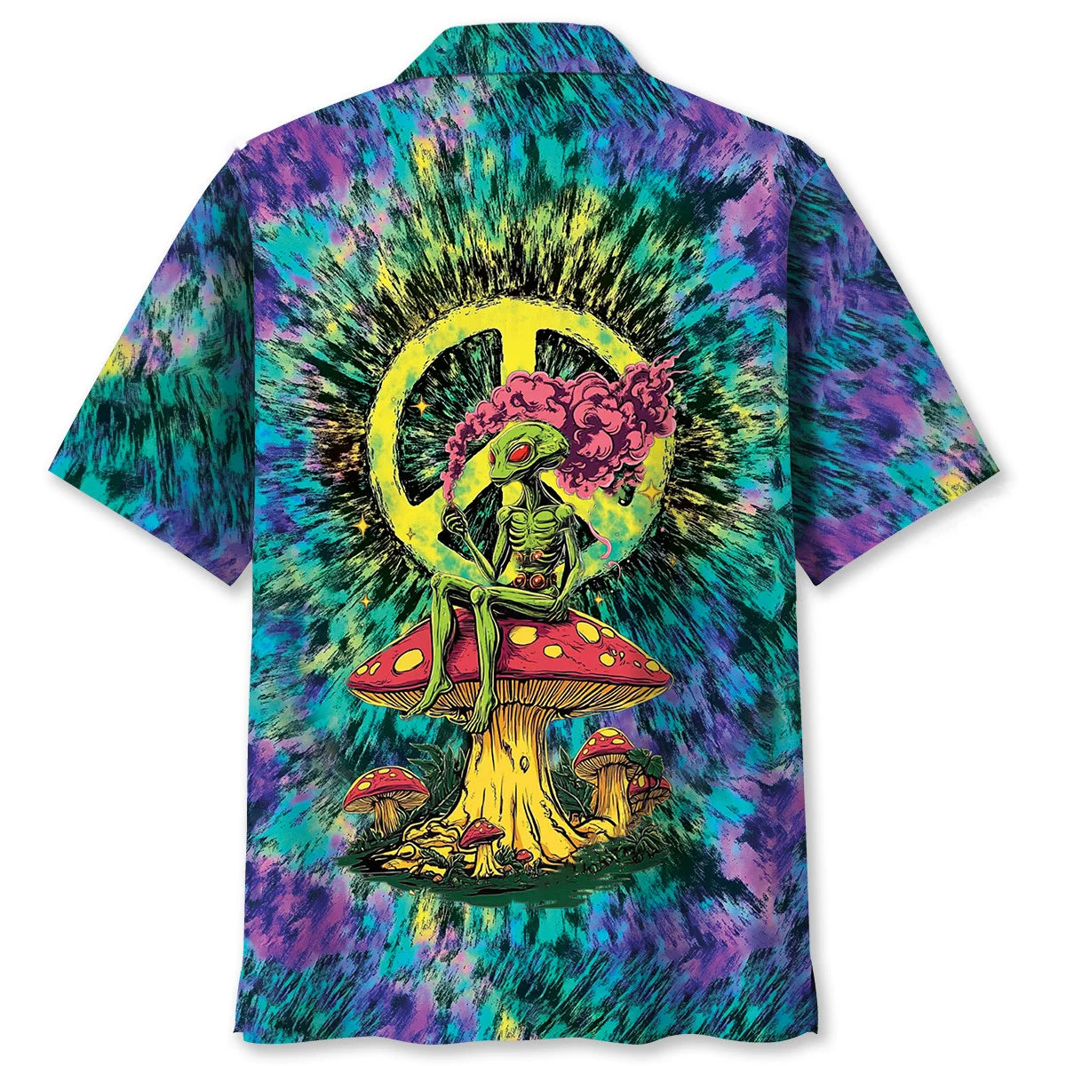 Alien Mushroom Peace Sign Hawaiian Shirt