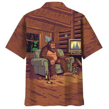 Alien Stalk Bigfoot House Hawaiian Shirt