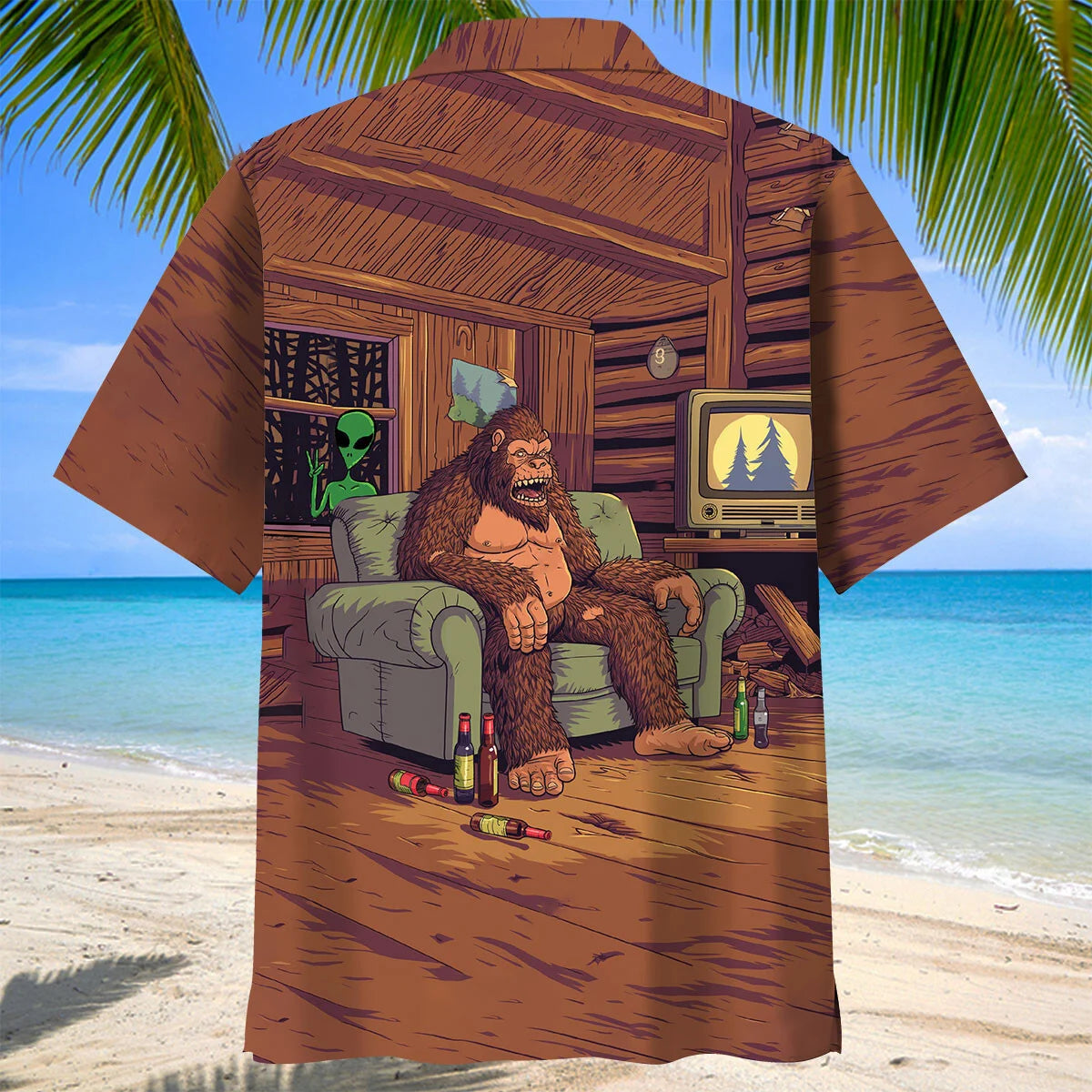 Alien Stalk Bigfoot House Hawaiian Shirt
