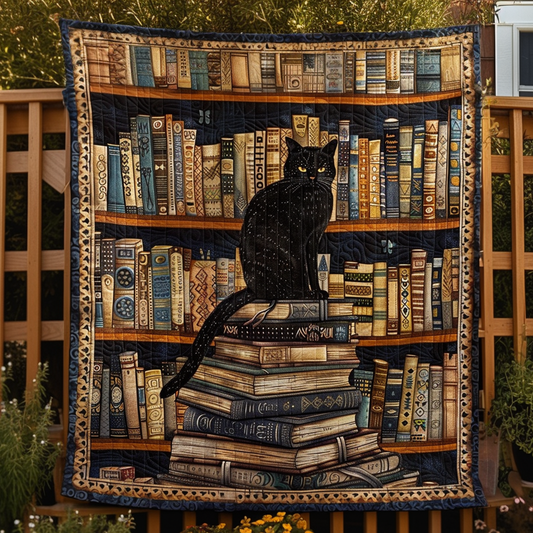 Purr-fect Page Turner Quilted Blanket - Throw (55" x 60")