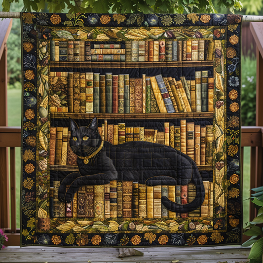 Kitty's Library Quilted Blanket - Throw (55" x 60")