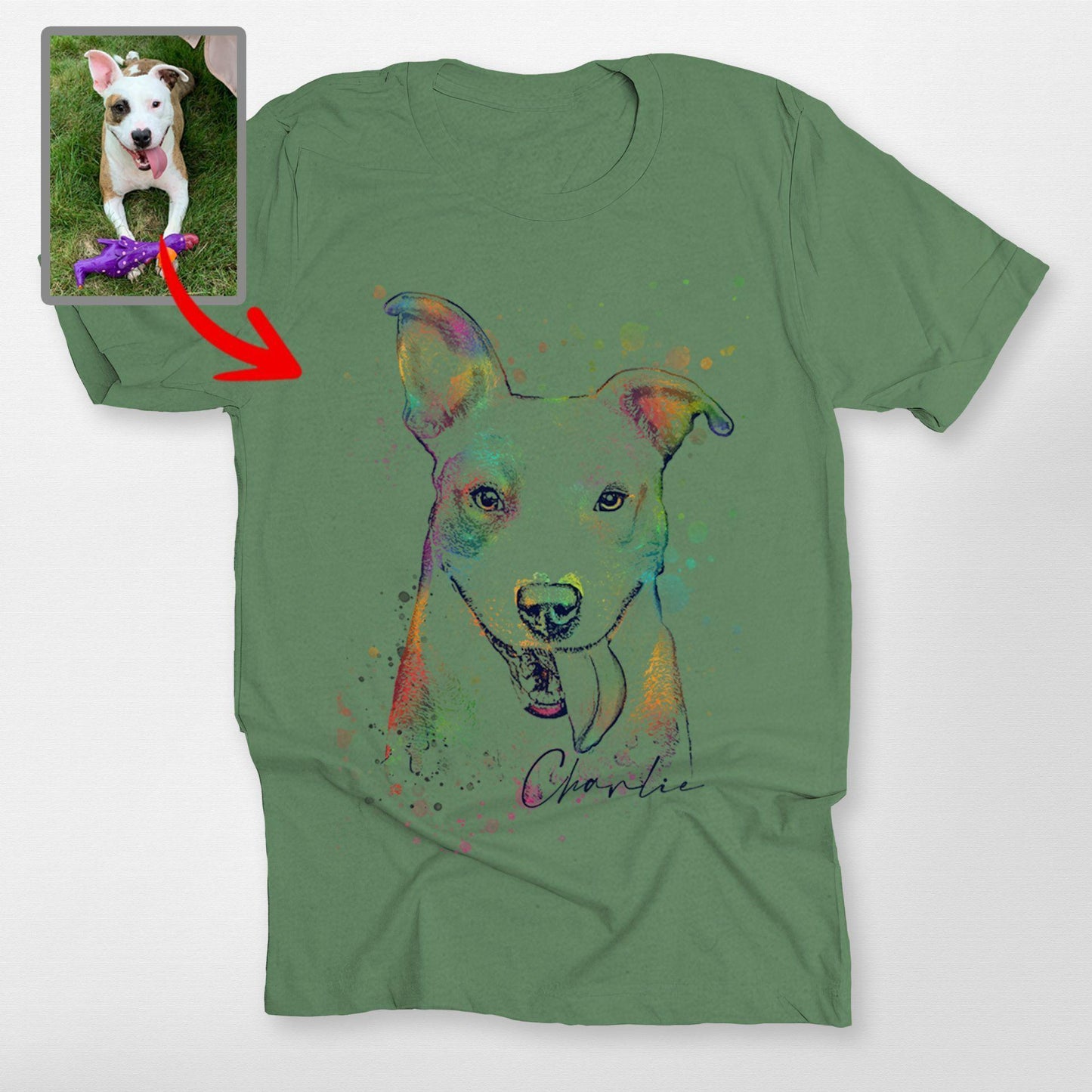 Amazing Customized Dog Unisex T-Shirt for Humans, custom pet portrait gift for pet lovers (view 4)