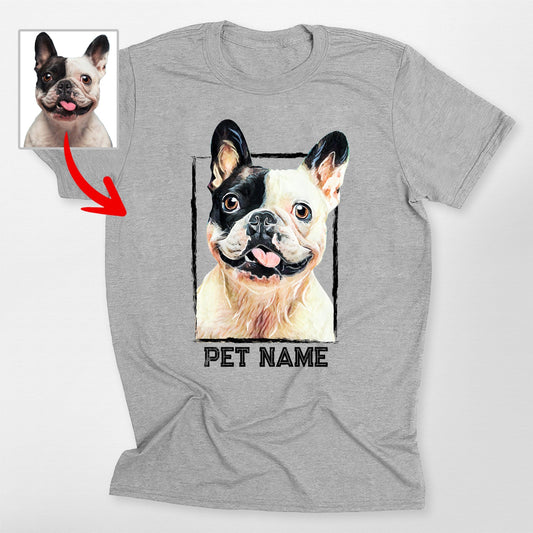 Amazing Personalized Dog Portrait Unisex T-Shirt, custom pet portrait gift for pet lovers
