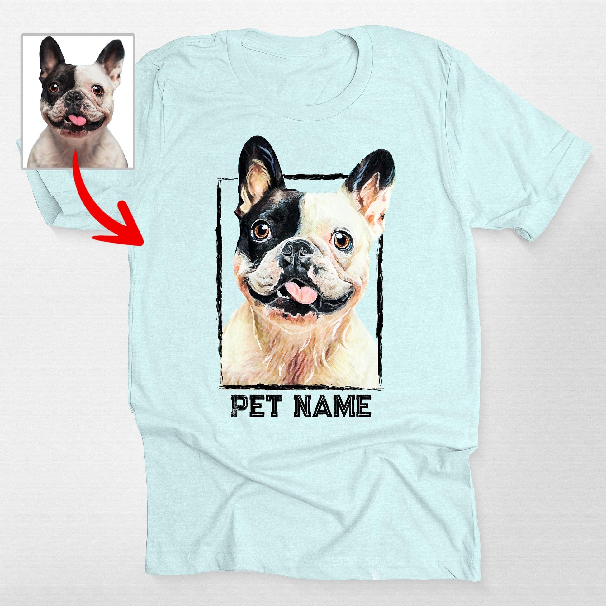 Amazing Personalized Dog Portrait Unisex T-Shirt, custom pet portrait gift for pet lovers (view 2)
