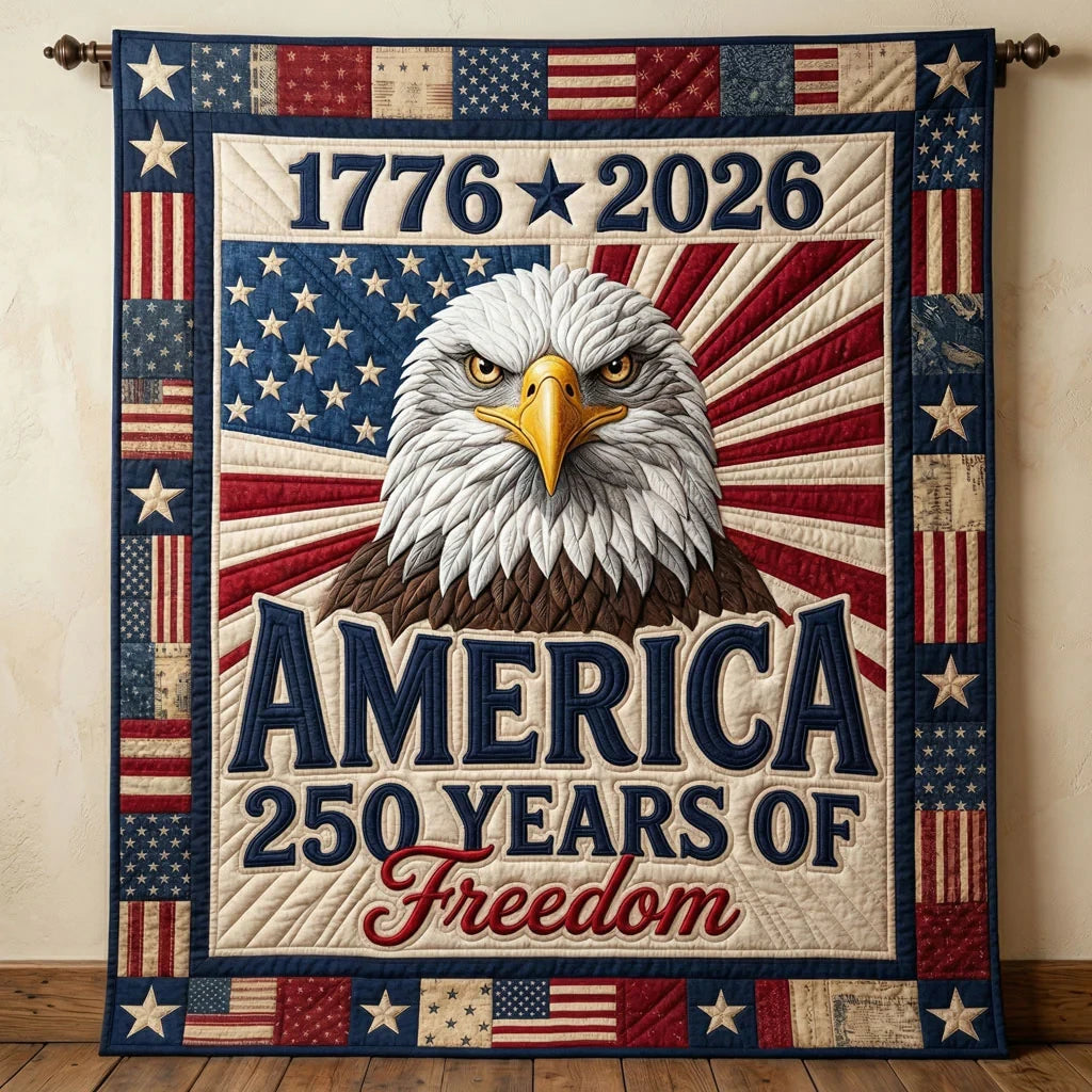 America 250 Years Of Freedom Eagle Quilt Blanket