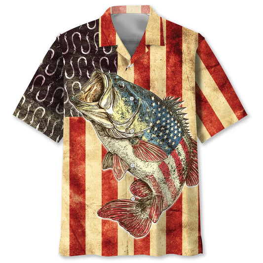America Fishing Bass Fish Hawaiian Shirt