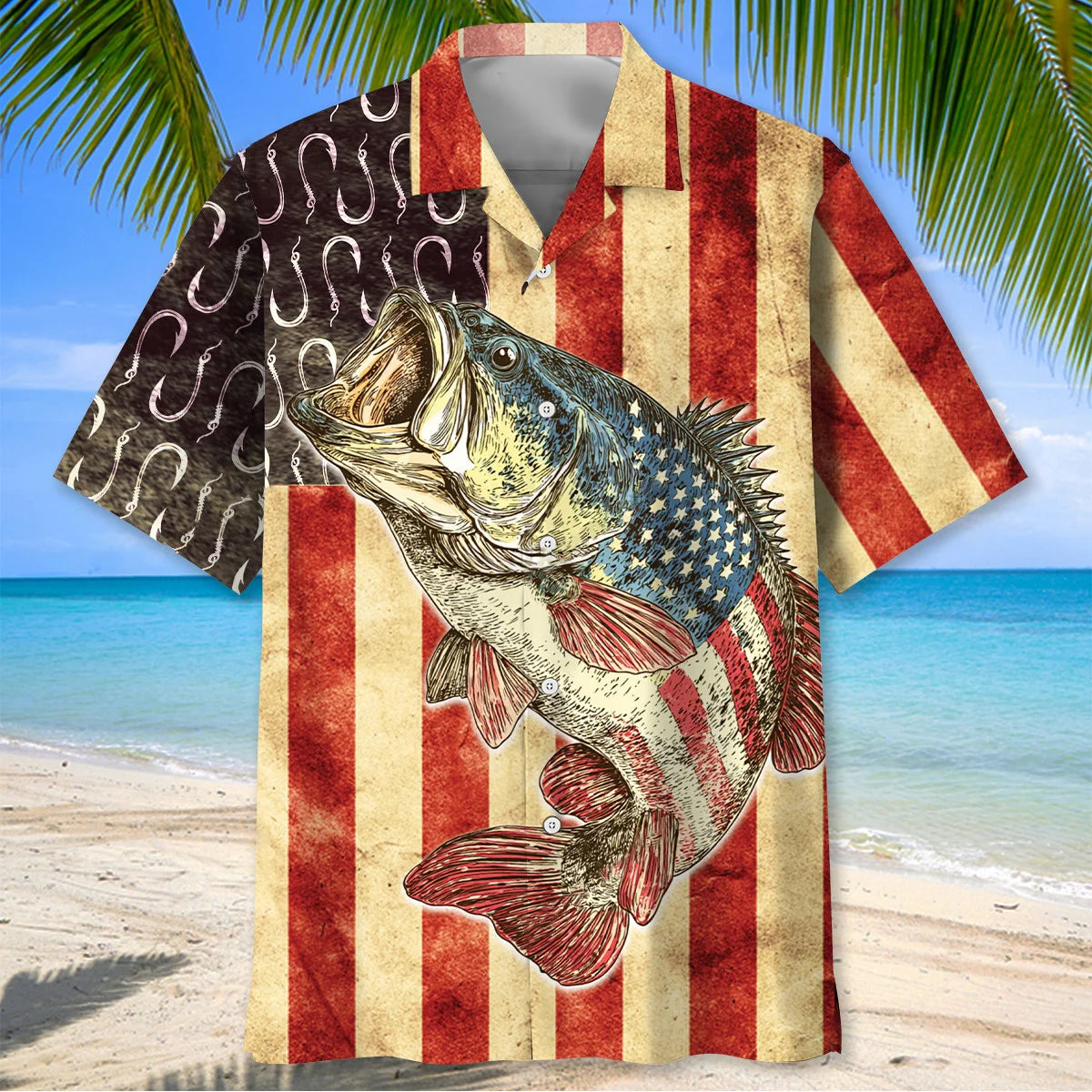 America Fishing Bass Fish Hawaiian Shirt