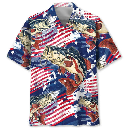 America Fishing Largemouth Bass Fish Hawaiian Shirt