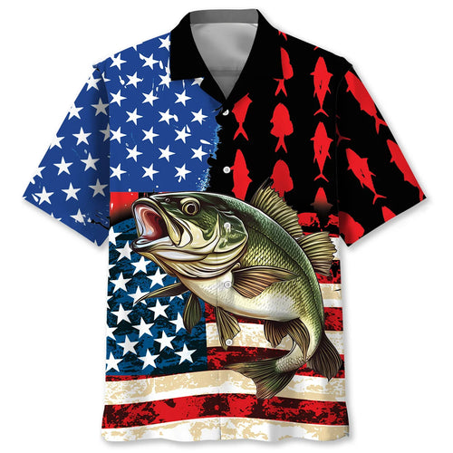 America Flag Fishing Hawaiian Shirt