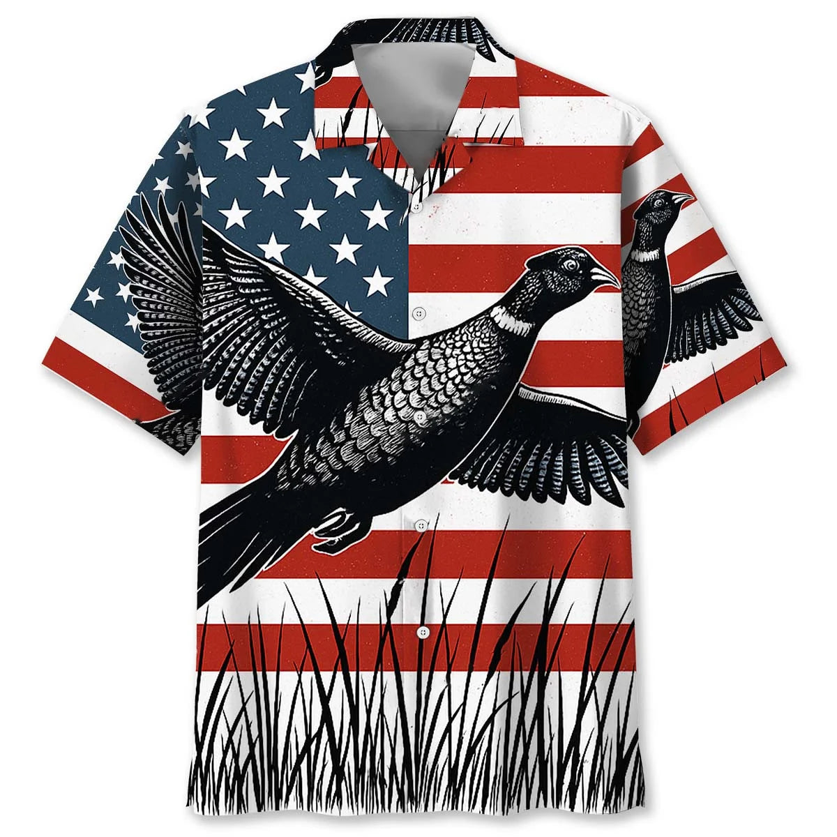 America Flag Pheasant Hunting Hawaiian Shirt