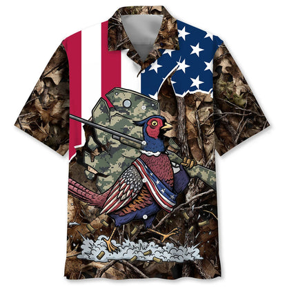 America Pheasant Hunting Camo Hawaiian Shirt