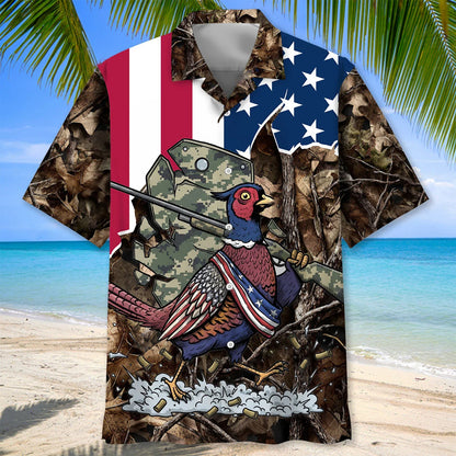 America Pheasant Hunting Camo Hawaiian Shirt