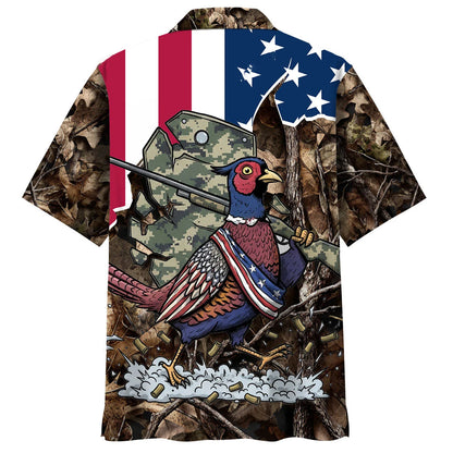 America Pheasant Hunting Camo Hawaiian Shirt