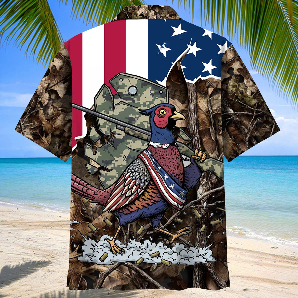 America Pheasant Hunting Camo Hawaiian Shirt