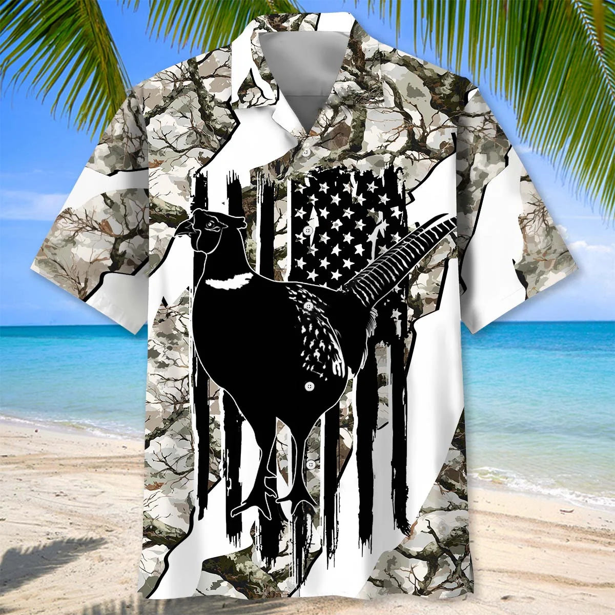 America Pheasant Hunting Camoflage Hawaiian Shirt