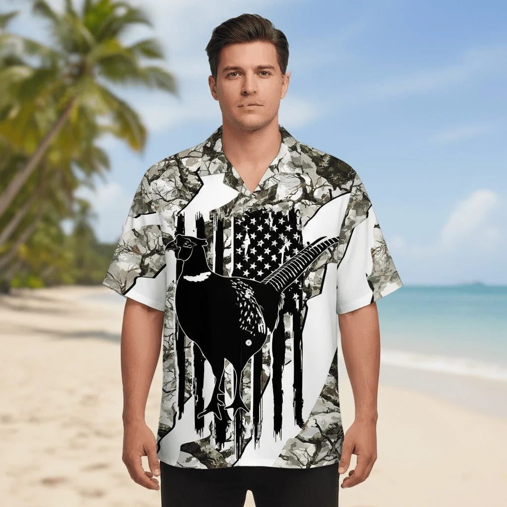 America Pheasant Hunting Camoflage Hawaiian Shirt