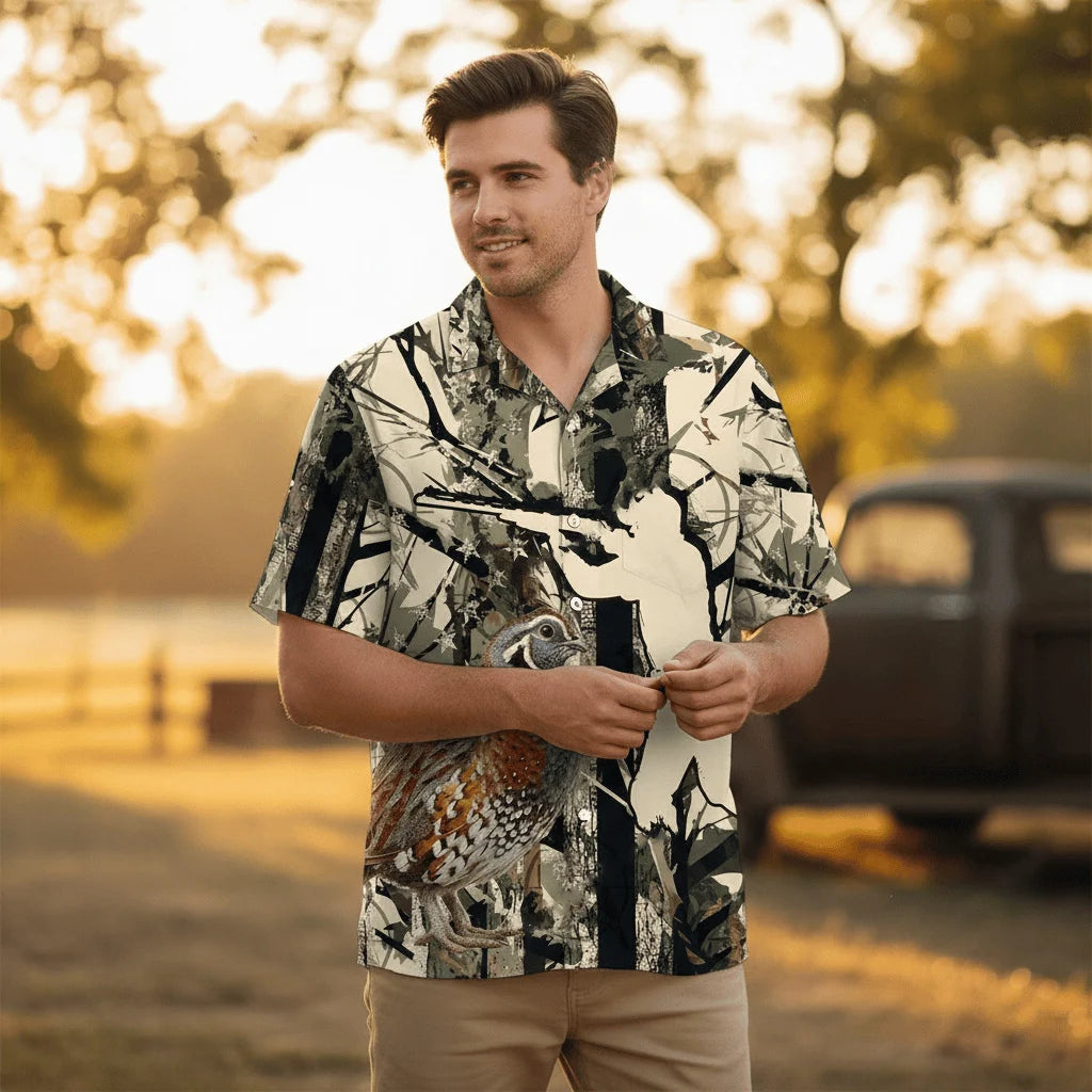 America Quail Hunting Hawaiian Shirt - L - hawaiian shirt