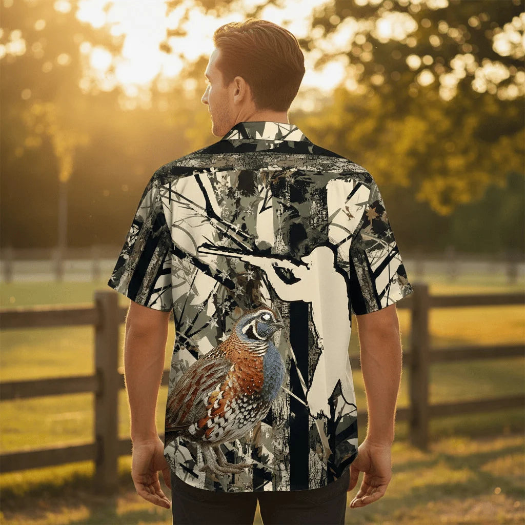 America Quail Hunting Hawaiian Shirt - XL - hawaiian shirt