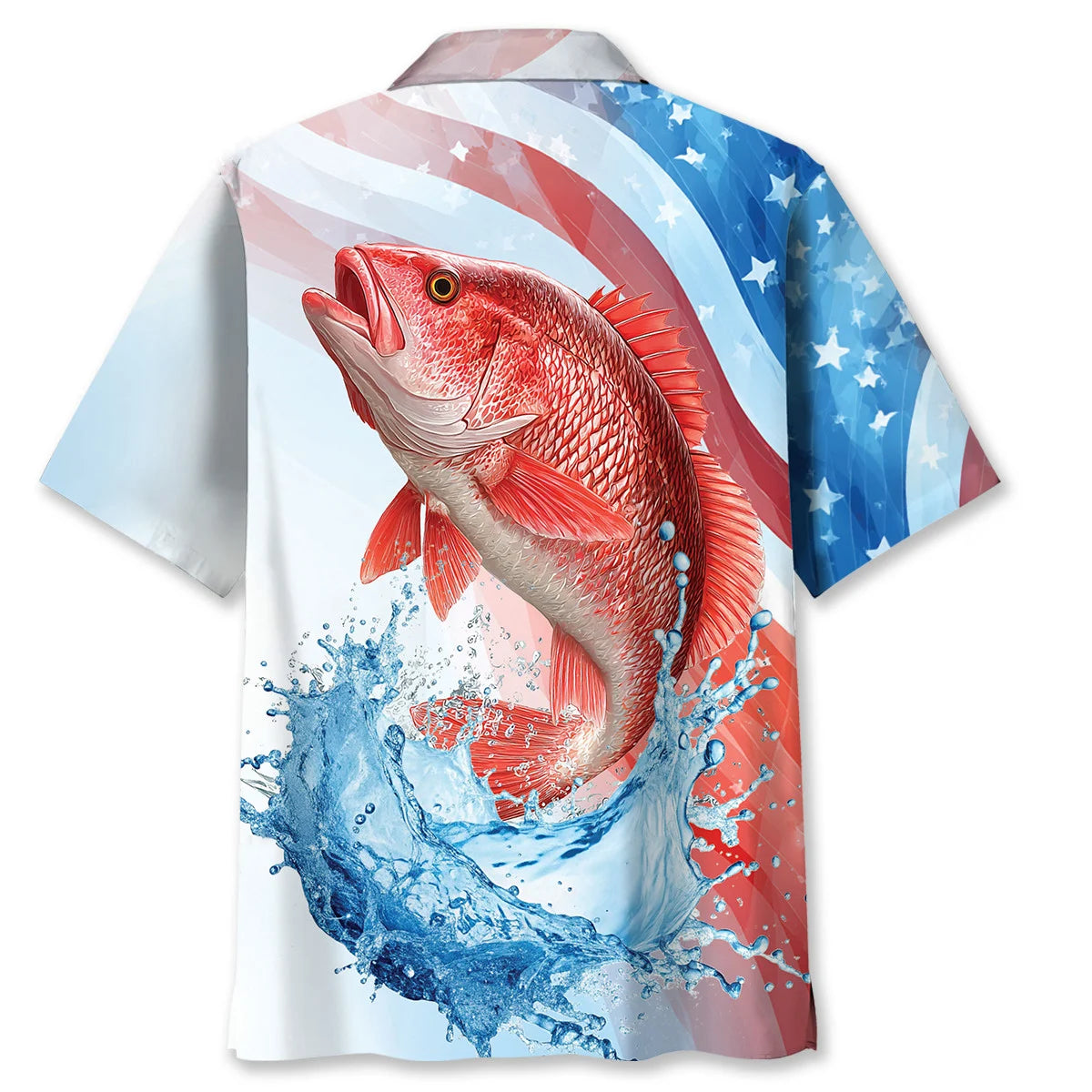 America Red Snapper Fish Hawaiian Shirt - L - hawaiian shirt